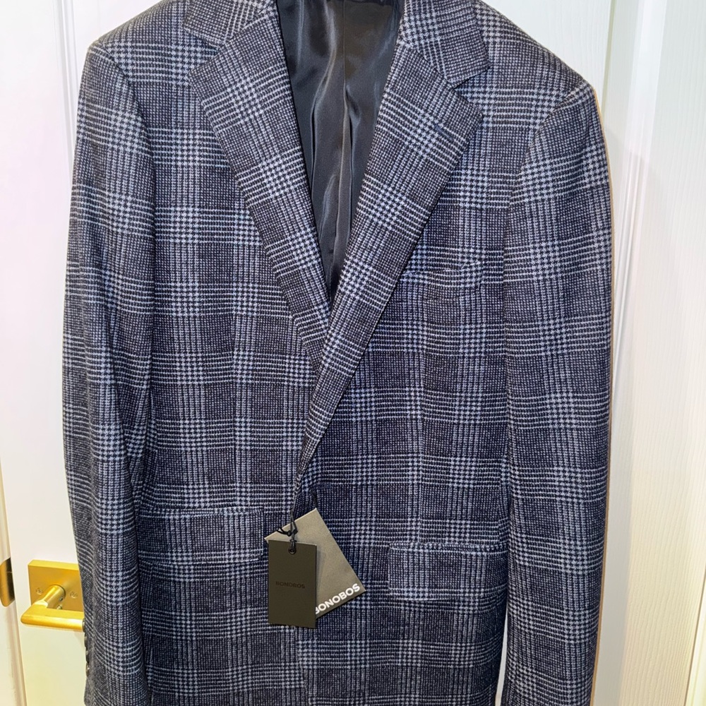 Bonobos Plaid Slim Fit Wool and Cotton Knit Sport Coat